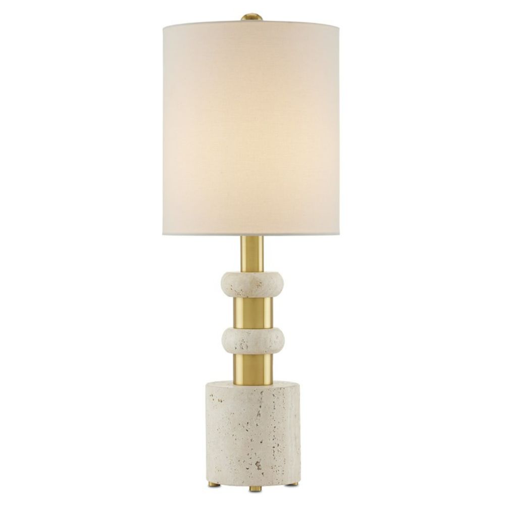 Currey & Company 6000-0809 Goletta Table Lamp in Beige/Antique Brass