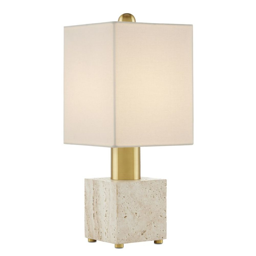 Currey & Company 6000-0810 Gentini Table Lamp in Beige/Antique Brass