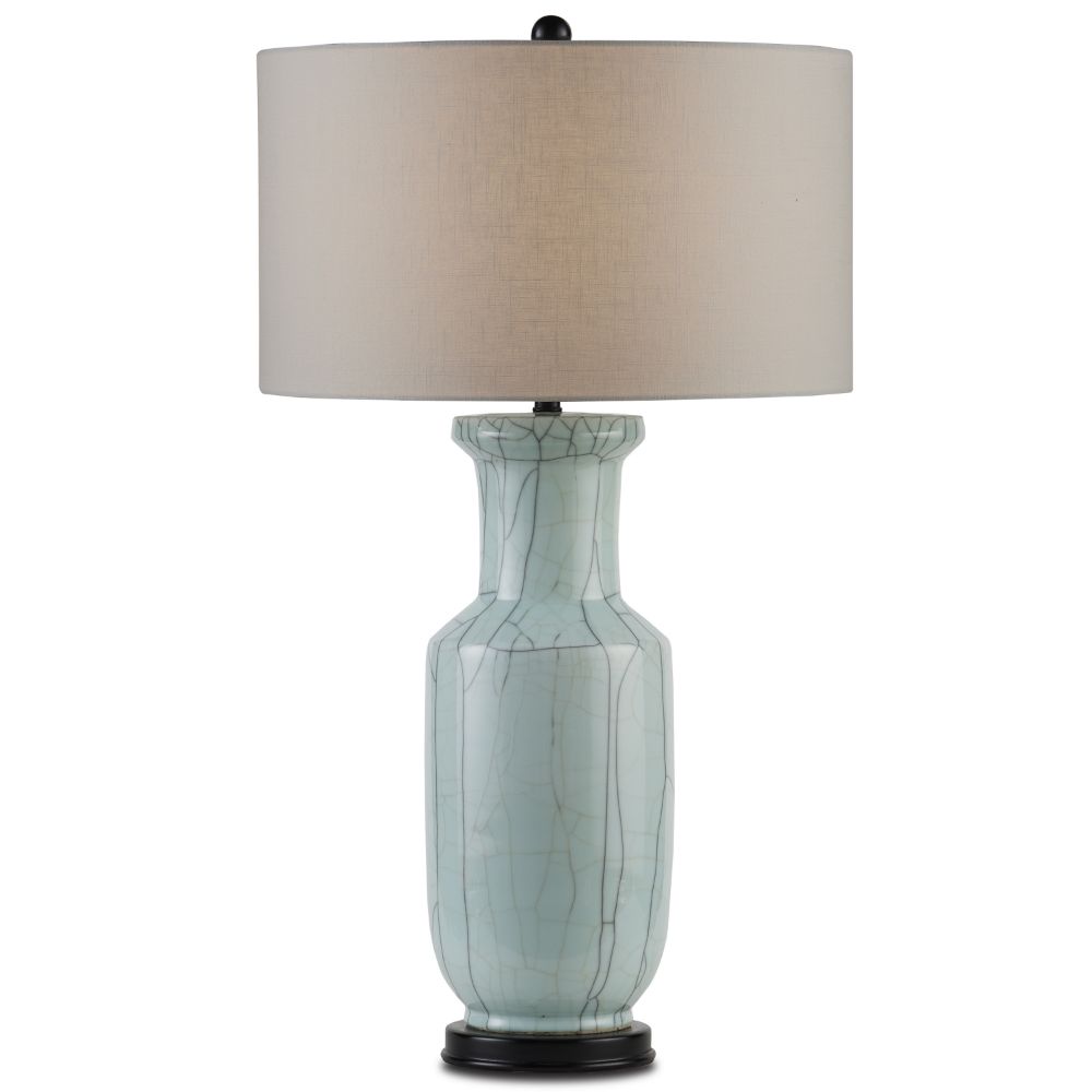 Currey & Company 6000-0812 Willow Table Lamp in Celadon Crackle/Satin Black