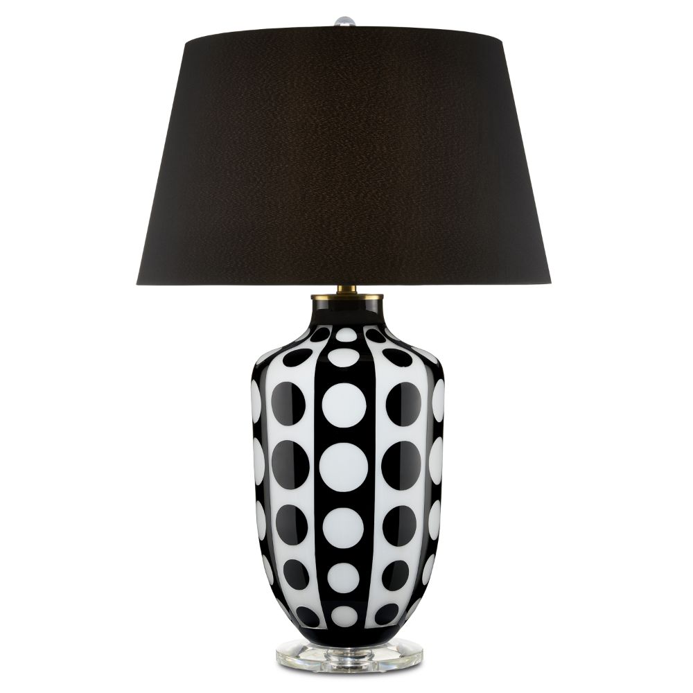 Currey & Company 6000-0813 Cicero Table Lamp in Black/White/Clear/Polished Brass
