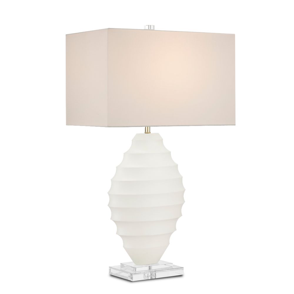 Currey & Company 6000-0815 Abbeville Table Lamp in White / Clear / Polished Brass