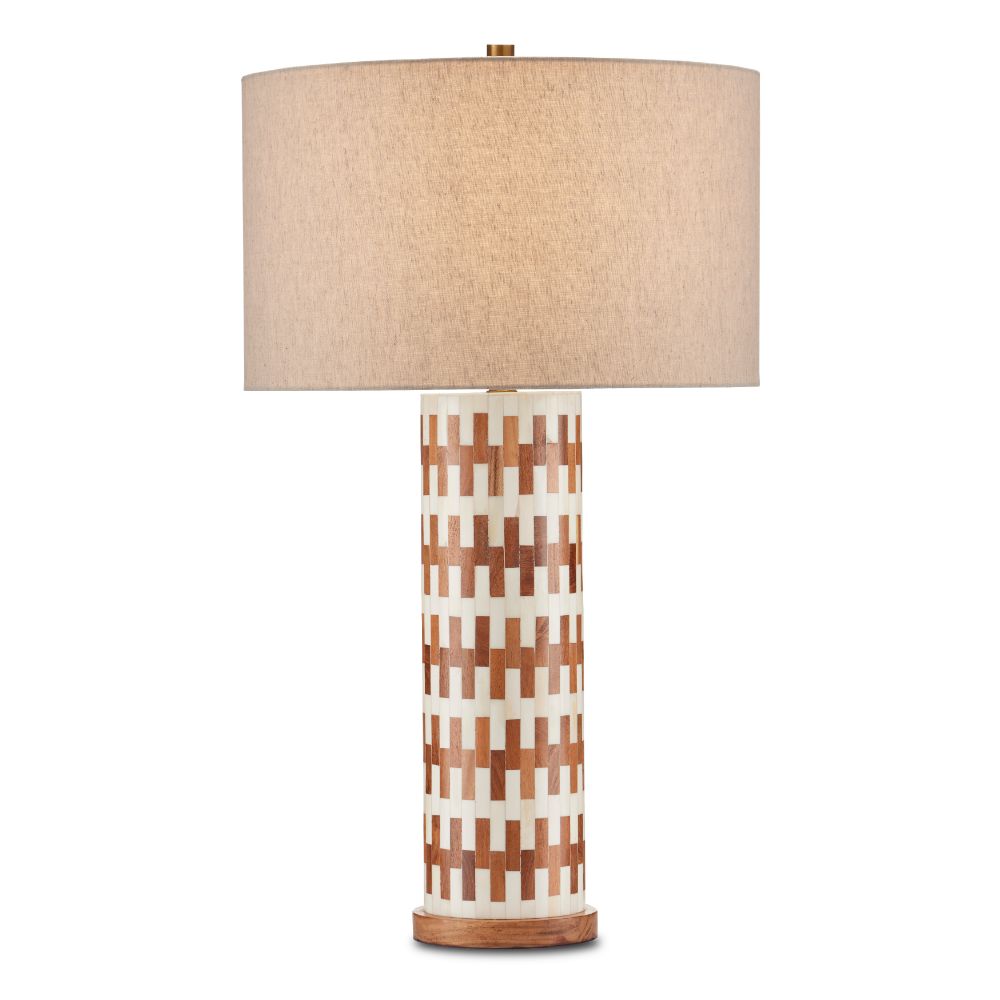 Currey & Company 6000-0824 Tia Table Lamp in White / Natural / Antique Brass