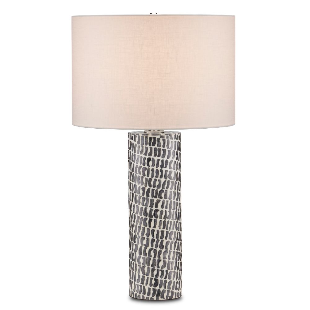 Currey & Company 6000-0826 Charcoal Table Lamp in Gray / White / Polished Nickel
