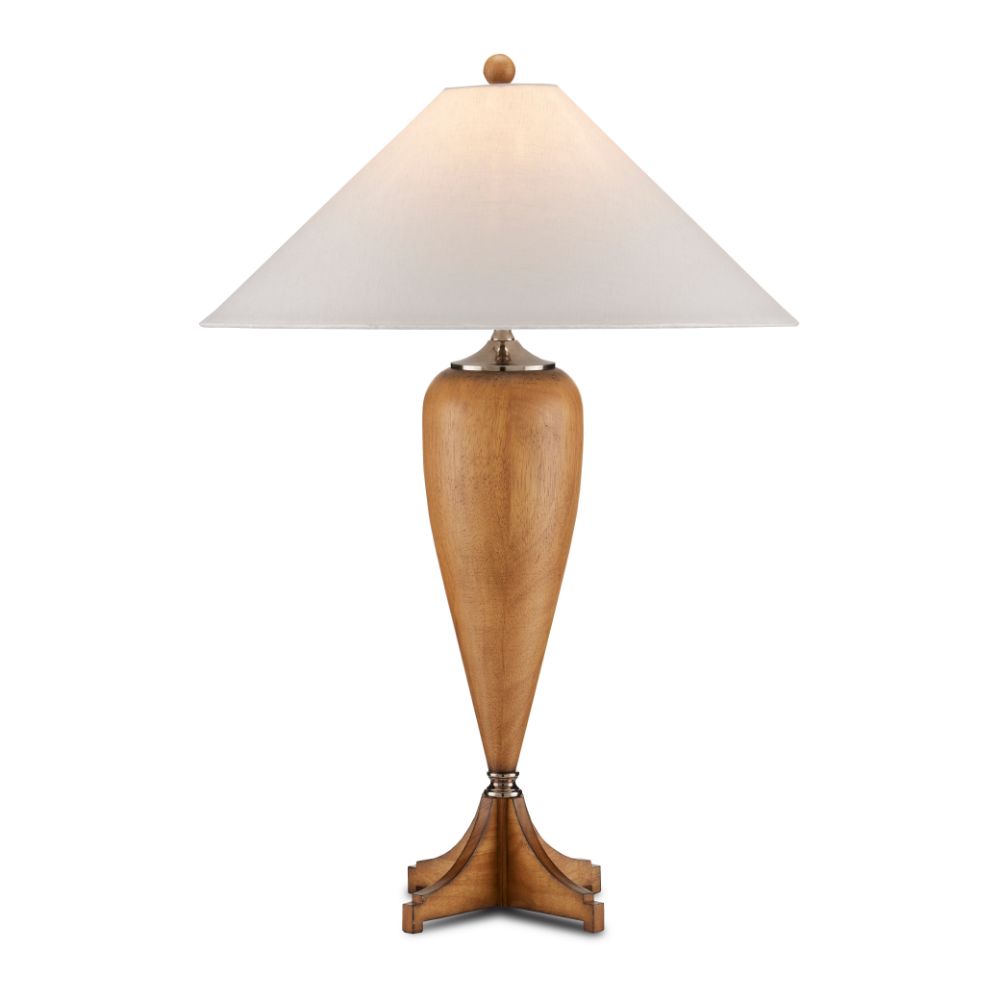 Currey & Company 6000-0837 Hastings Natural Table Lamp in Natural Wood / Antique Nickel