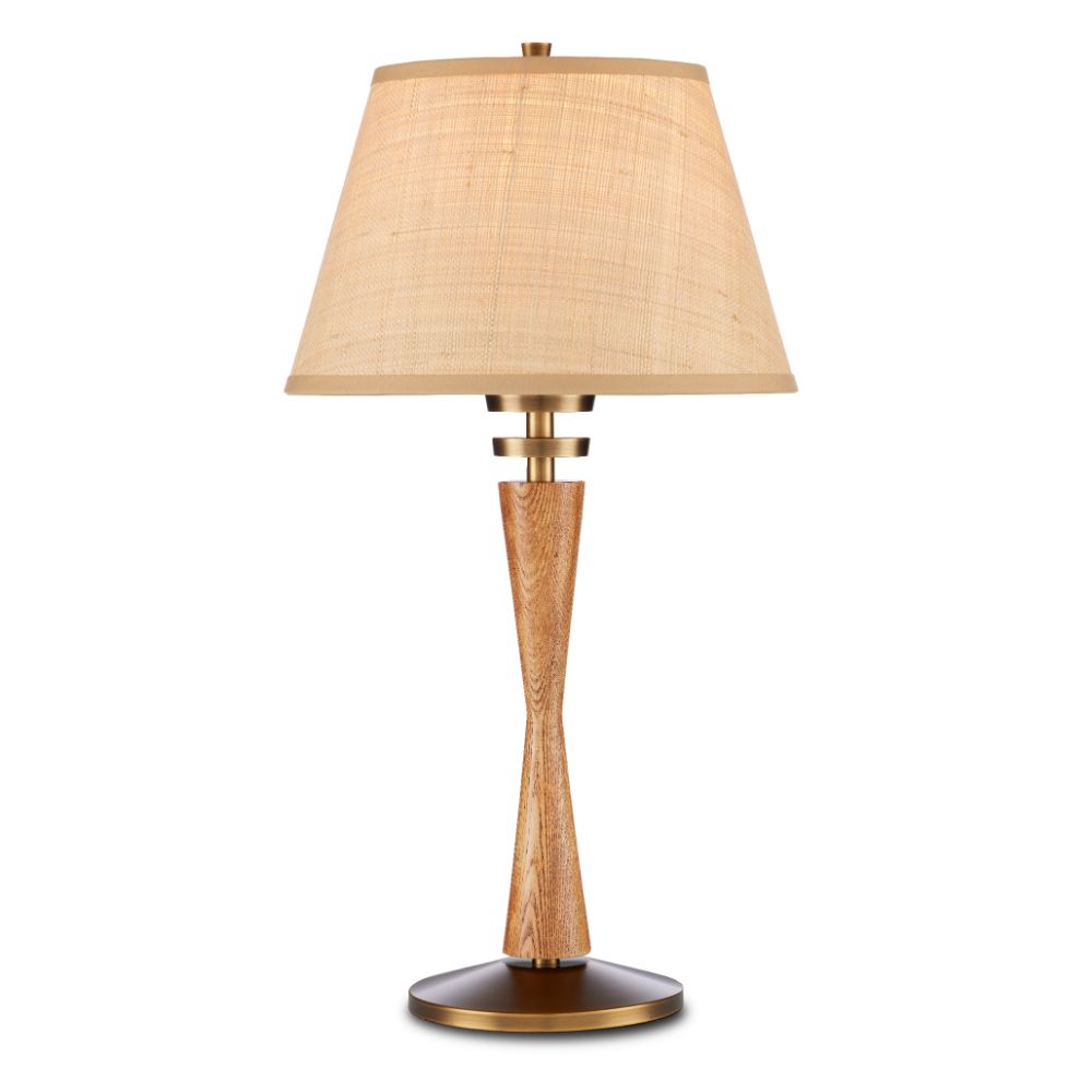 Currey & Company 6000-0838 Woodville Table Lamp in Classic Honey / Antique Brass