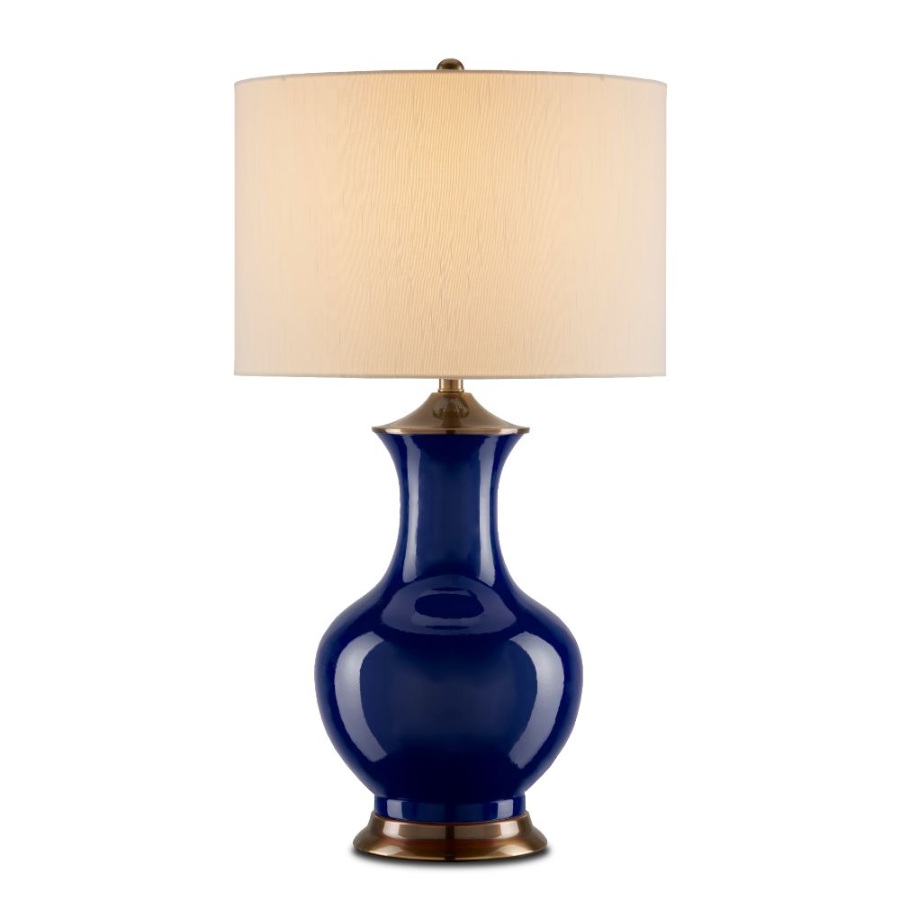 Currey & Company 6000-0841 Lilou Blue Table Lamp in Blue / Antique Brass
