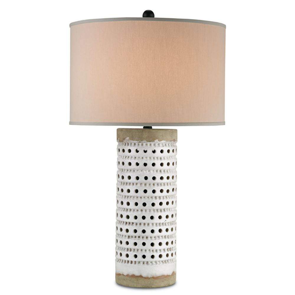 Currey & Company 6002 Terrace Table Lamp in Antique White Crackle/Satin Black