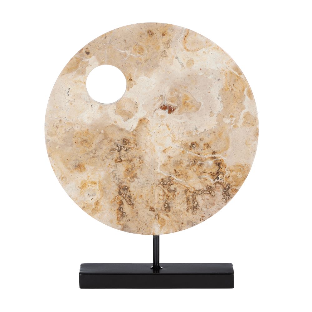 Currey & Company 1200-0772 Wes Marble Disc in Natural/Black