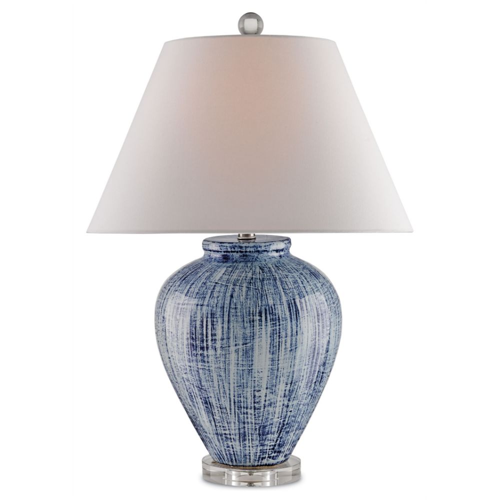 Currey & Company 6224 Malaprop Table Lamp in Blue/White