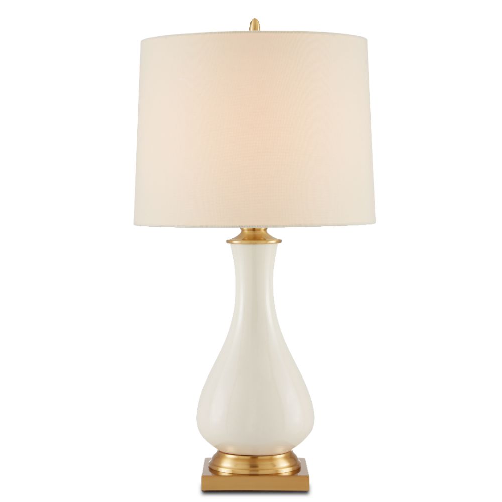 Currey & Company 6425 Lynton Cream Table Lamp in Cream Crackle/Brass