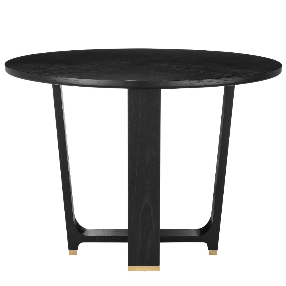 Currey & Company 3000-0260 Blake Black Dining Table in Matte Caviar Black/Polished Brass