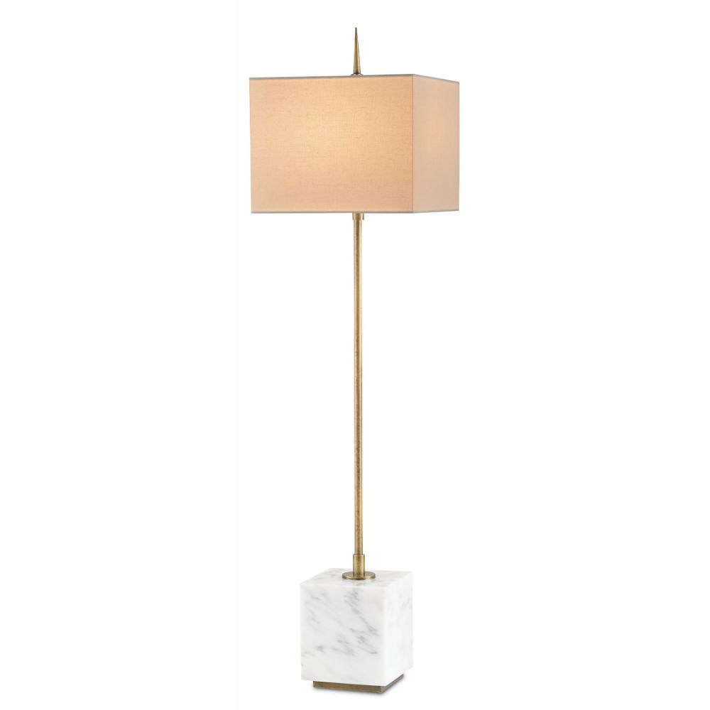 Currey & Company 6975 Thompson White Console Lamp in Brass/White