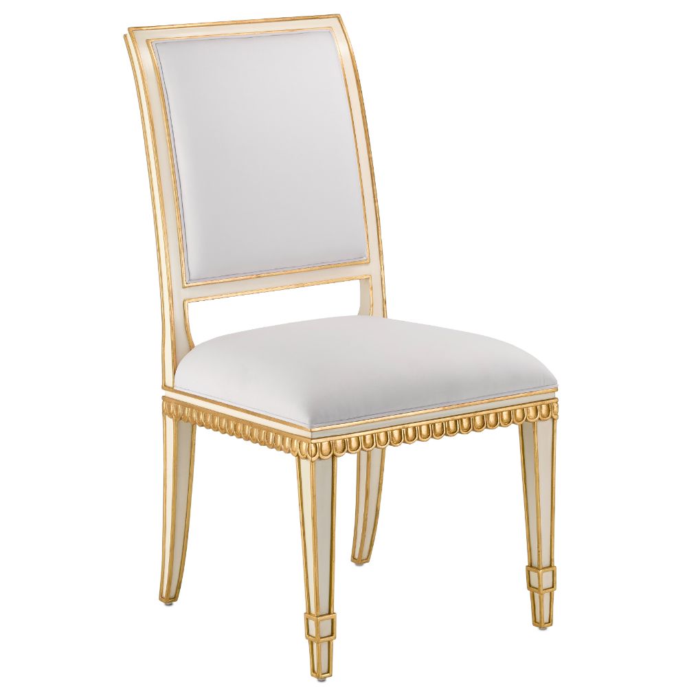 Currey & Company 7000-0151 Ines Muslin Ivory Chair in Ivory/Antique Gold