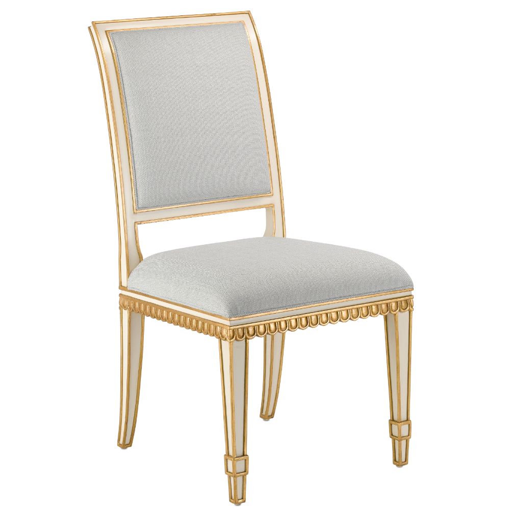 Currey & Company 7000-0152 Ines Mist Ivory Chair in Ivory/Antique Gold