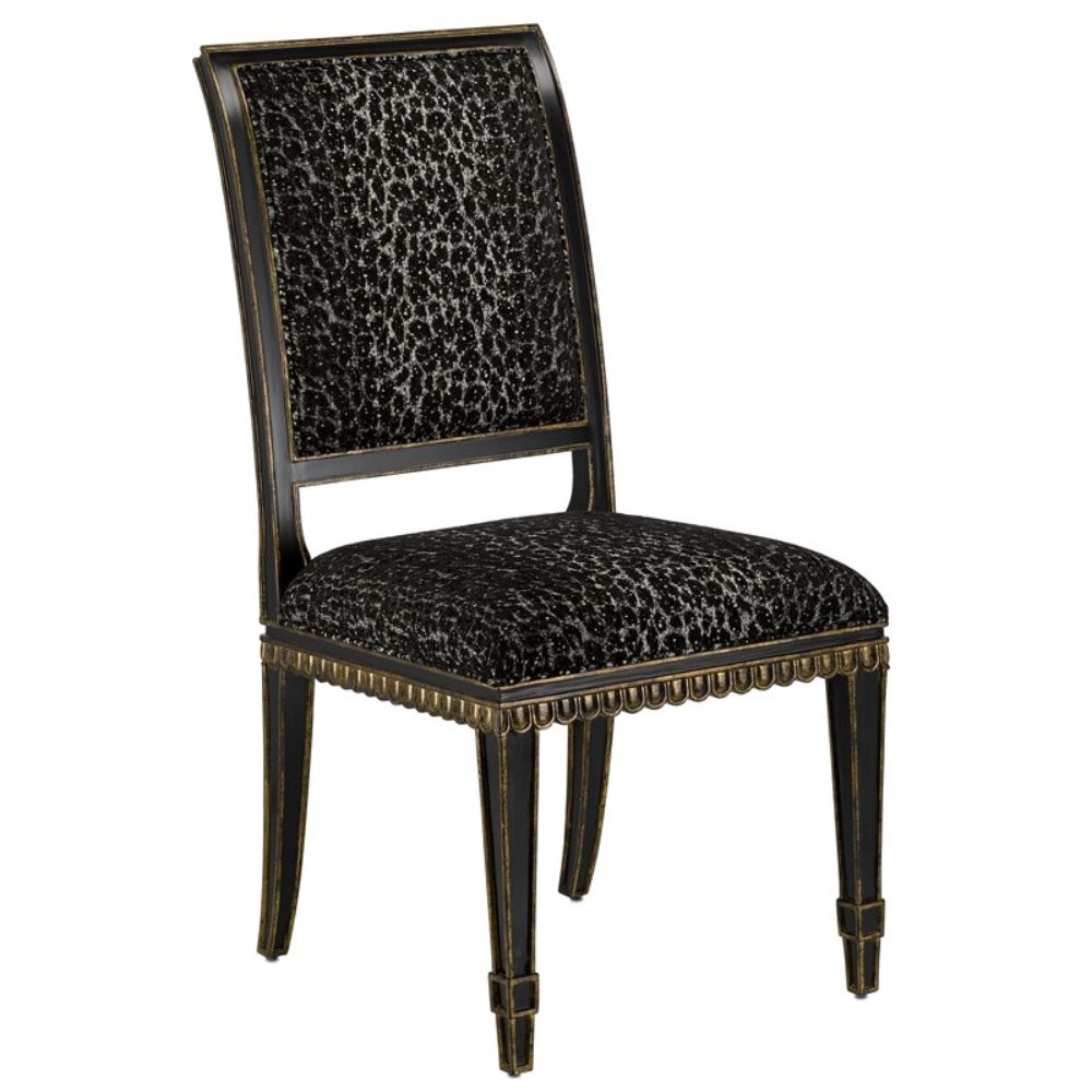 Currey & Company 7000-0162 Ines Panther Black Chair in Caviar Black/Antique Black