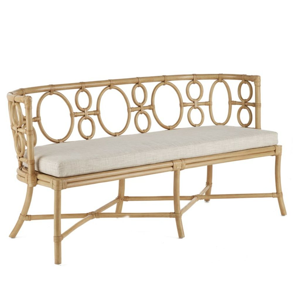 Currey & Company 7000-0592 Tegal Finn Natural Bench in Rattan/Natural