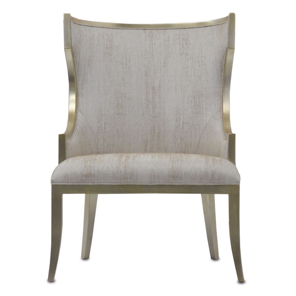 Currey & Company 7000-0642 Garson Silver Linen Chair in Silver / Fresh File Linen