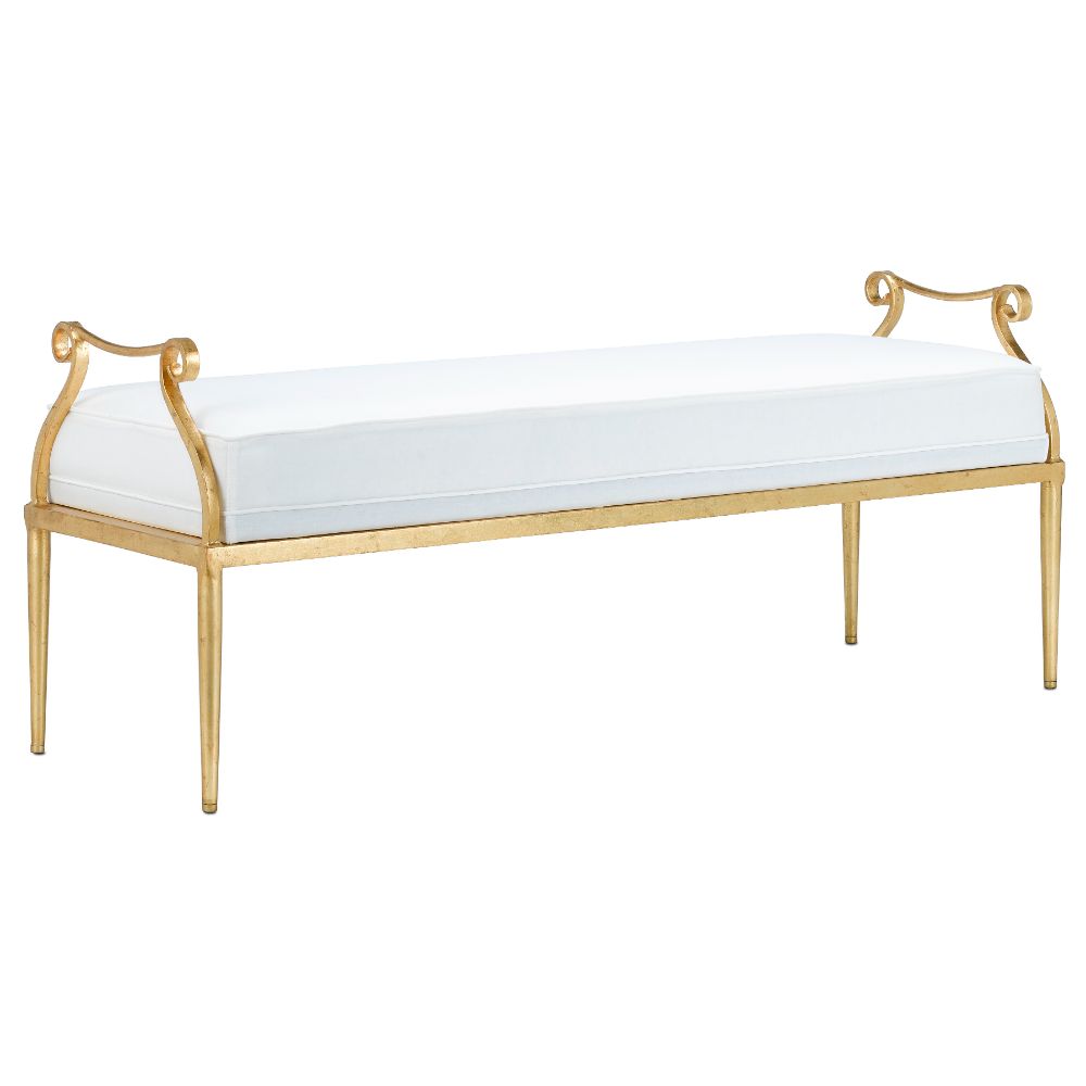 Currey & Company 7000-1041 Genevieve Muslin Gold Bench in Grecian Gold