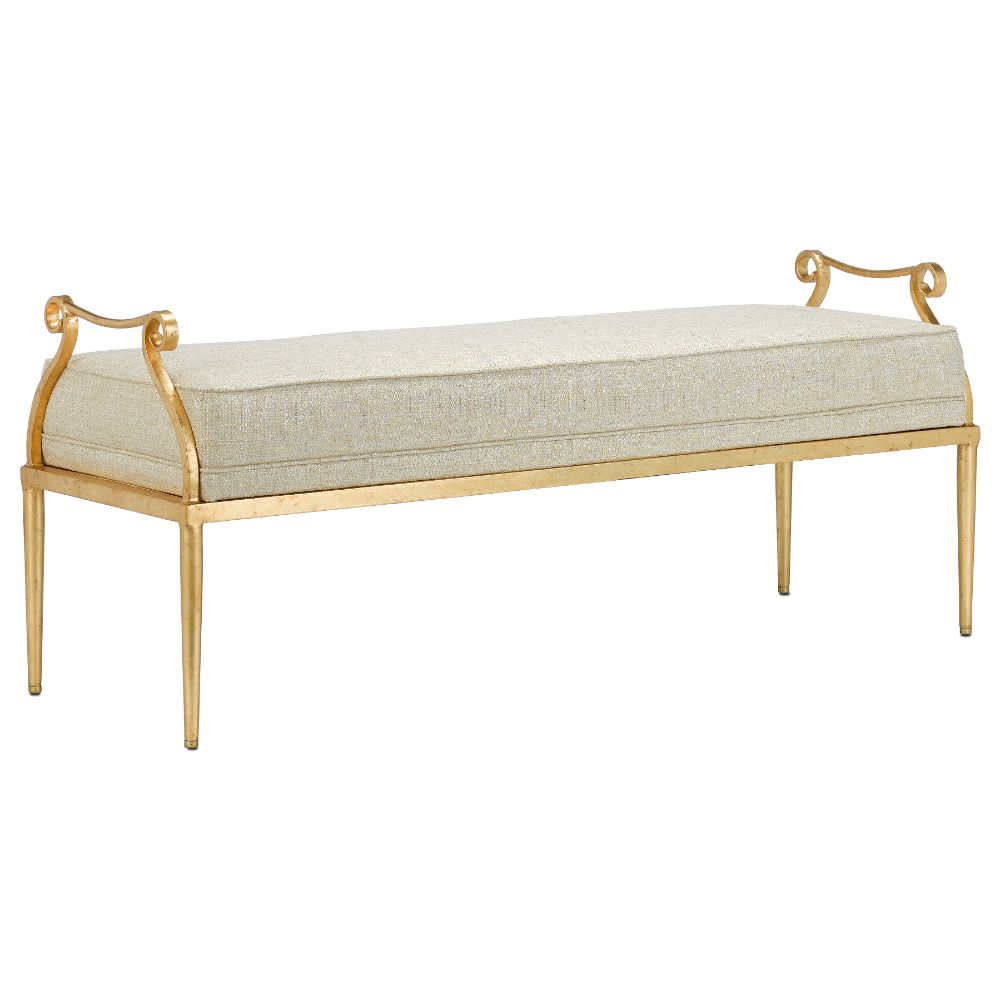 Currey & Company 7000-1042 Genevieve Shimmer Gold Bench in Grecian Gold