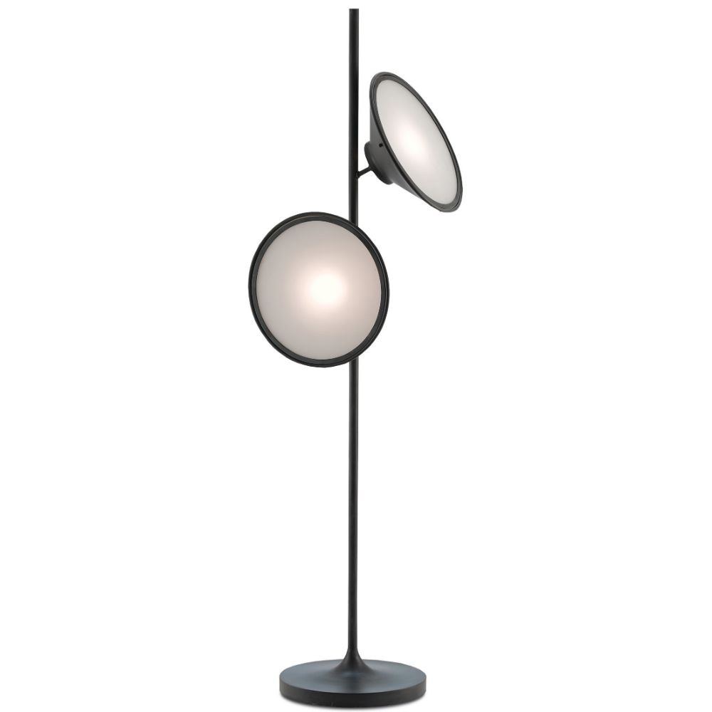 Currey & Company 8000-0018 Bulat Floor Lamp in Antique Black/White Opaque