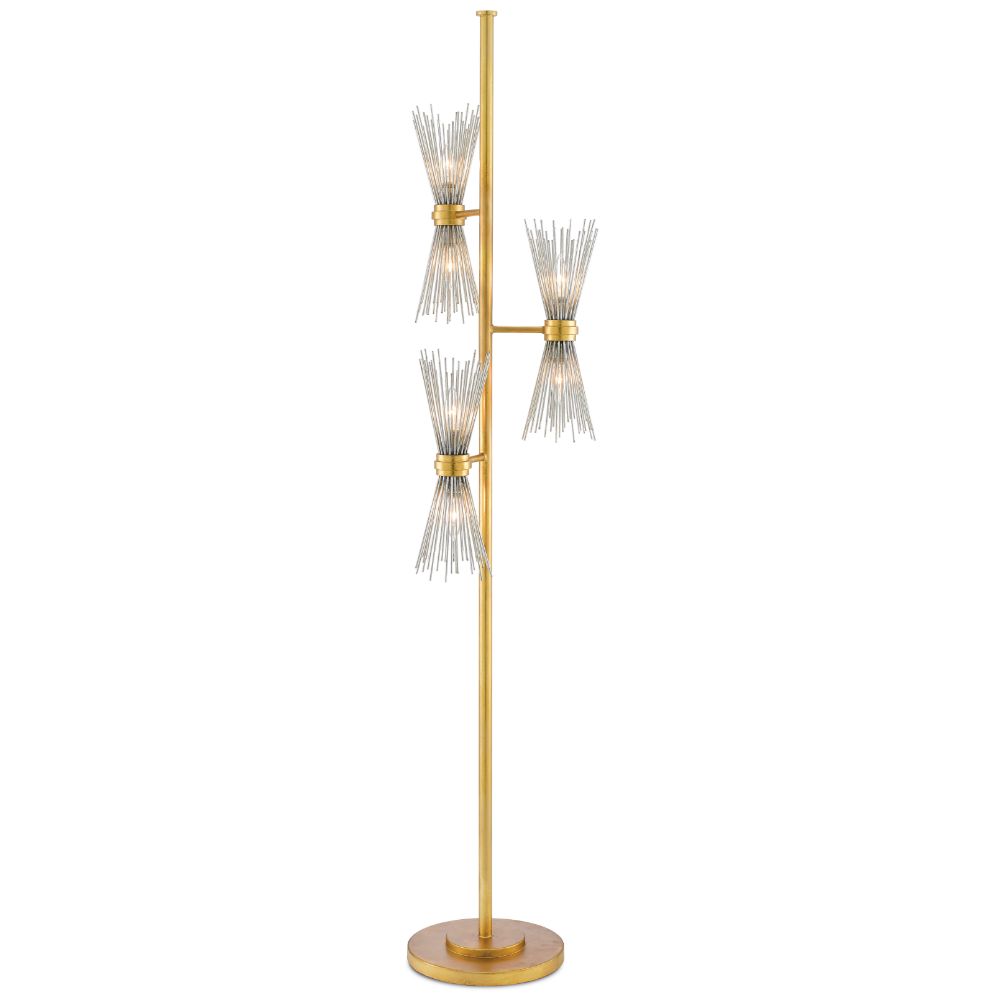 Currey & Company 8000-0046 Novatude Floor Lamp in Antique Gold Leaf/Contemporary Silver Leaf