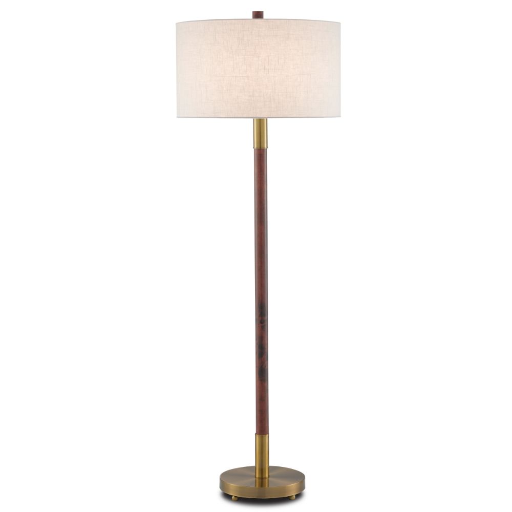 Currey & Company 8000-0081 Bravo Floor Lamp in Mahogany/Antique Brass