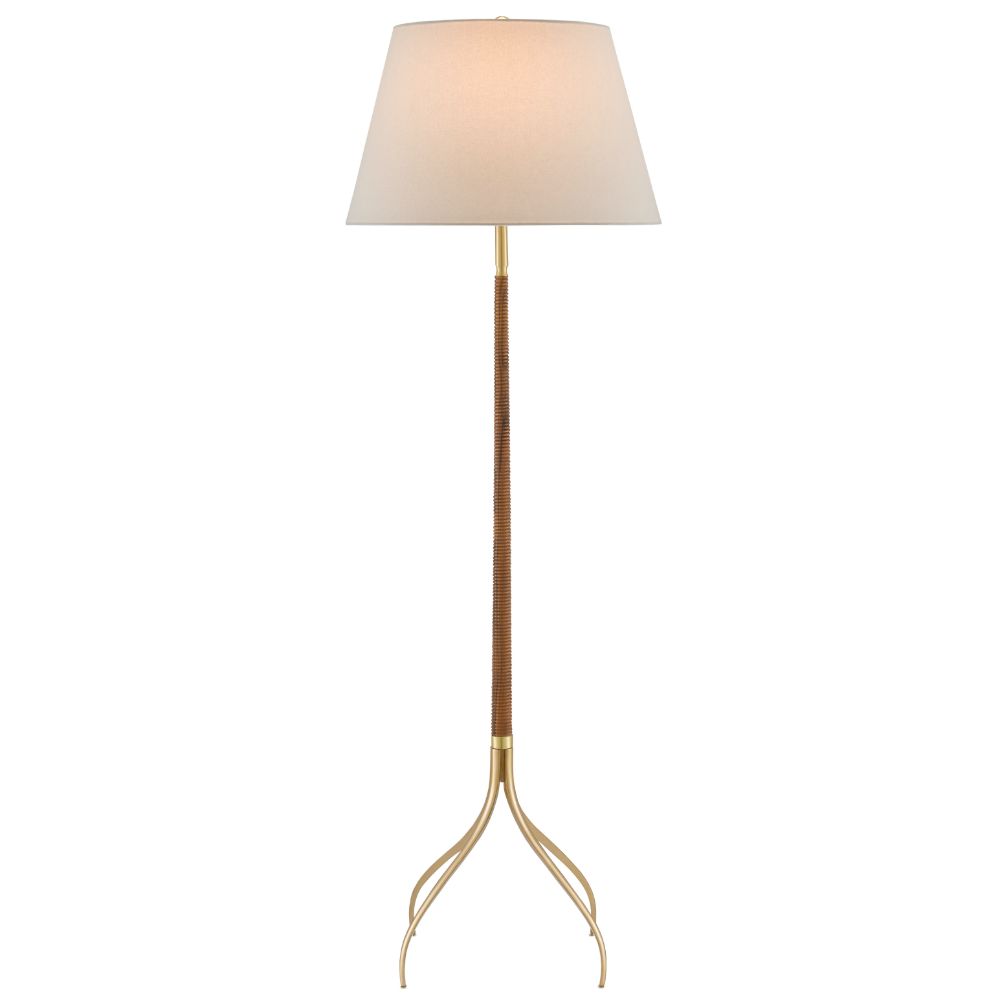 Currey & Company 8000-0087 Circus Floor Lamp in Natural/Brushed Brass