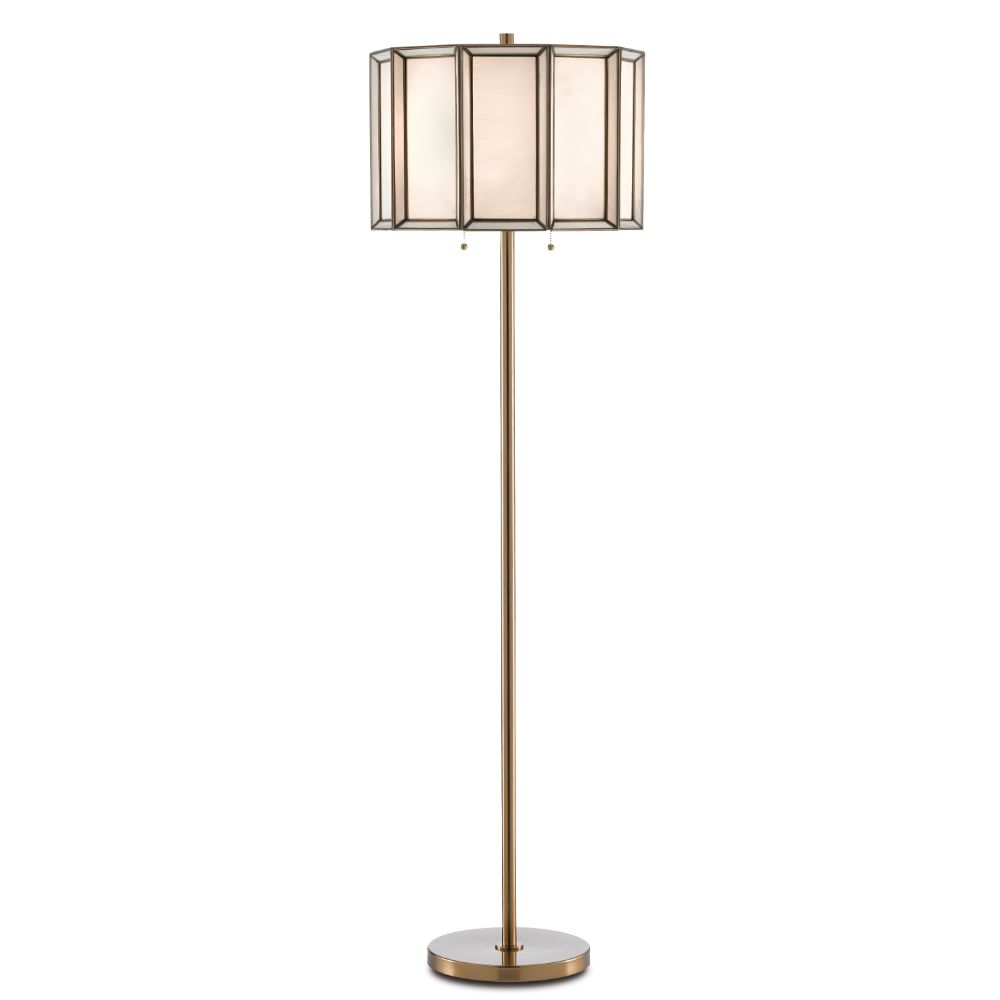 Currey & Company 8000-0090 Daze Floor Lamp in Antique Brass/White