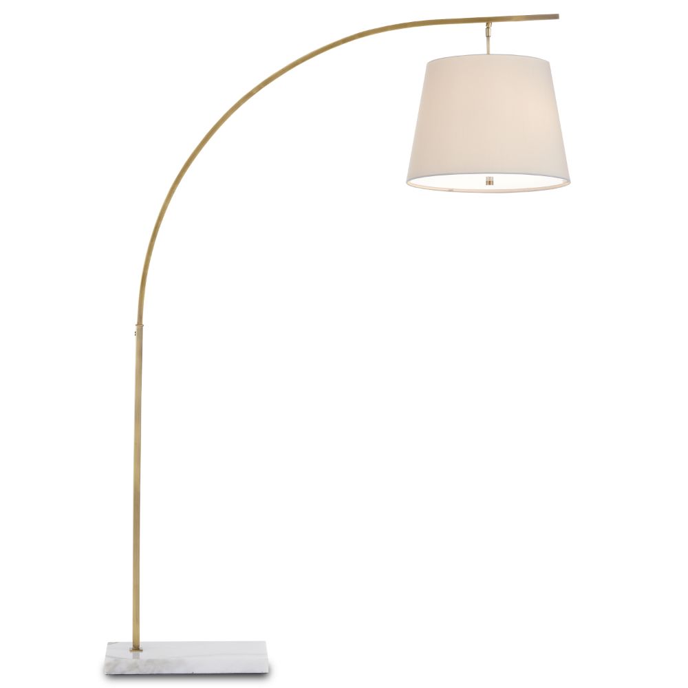 Currey & Company 8000-0117 Cloister Brass Floor Lamp in Antique Brass/White
