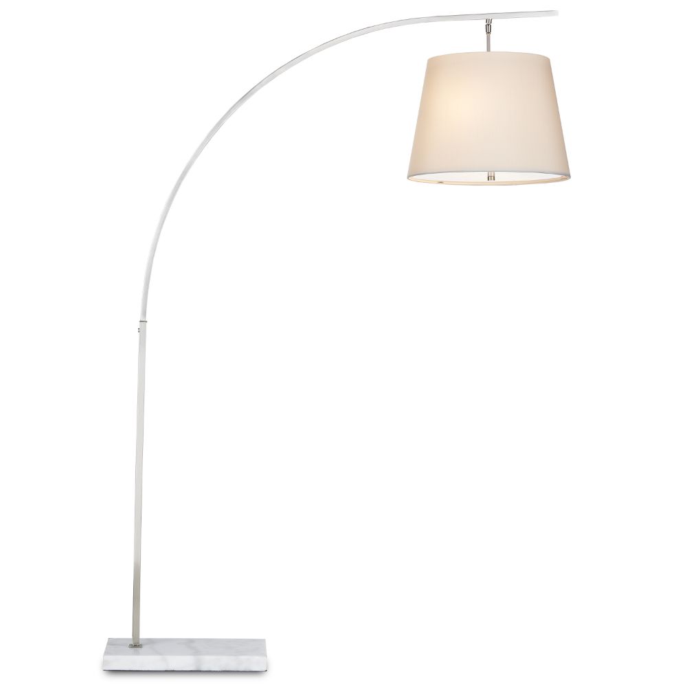 Currey & Company 8000-0118 Cloister Nickel Floor Lamp in Brushed Nickel/White