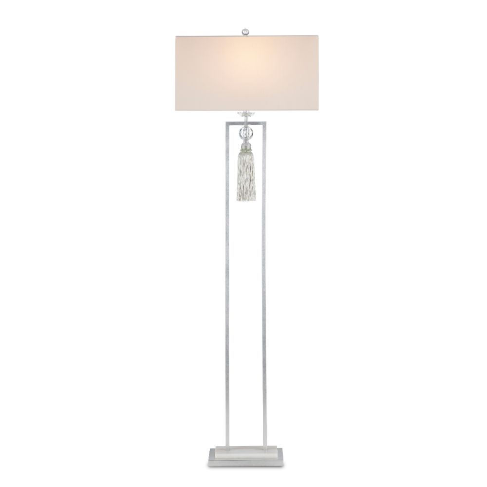 Currey & Company 8000-0120 Vitale Floor Lamp in Silver Leaf / Clear / Silver / White
