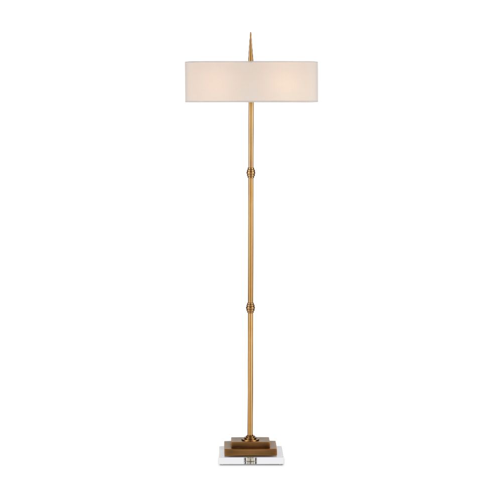 Currey & Company 8000-0123 Caldwell Floor Lamp in Antique Brass / Clear