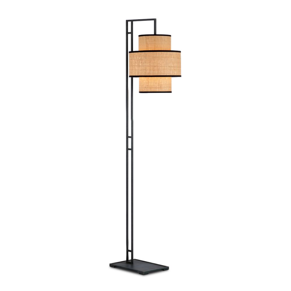 Currey & Company 8000-0129 Marabout Floor Lamp in Blacksmith / Natural