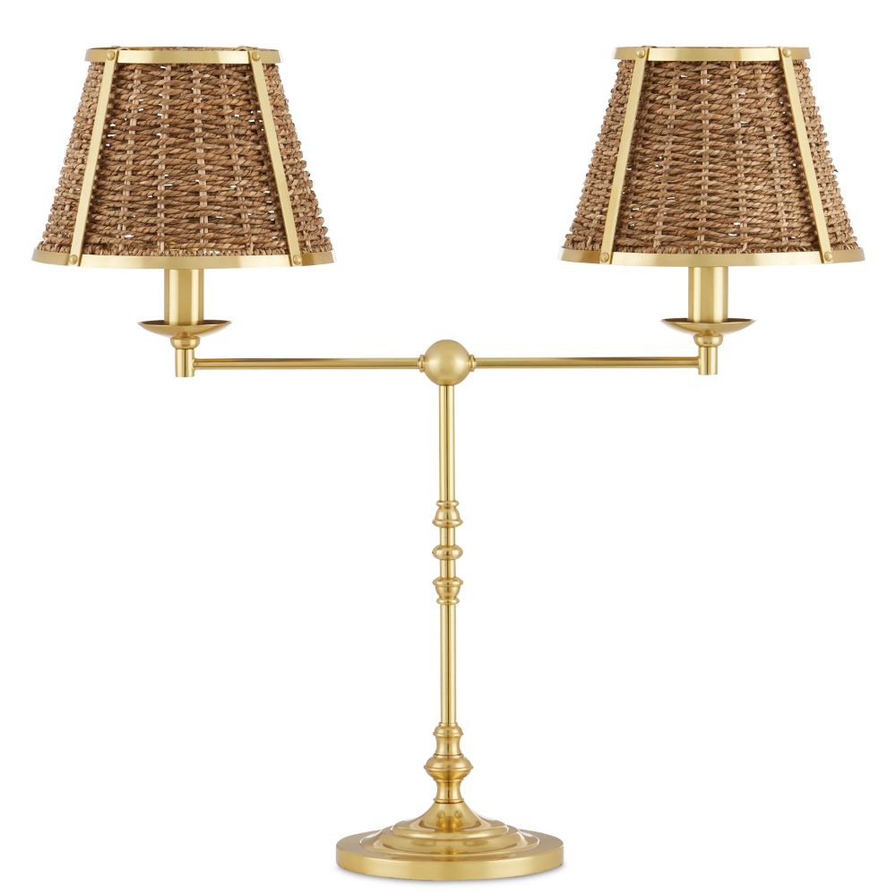 Currey & Company 6000-0899 Deauville Desk Lamp in Polished Brass/Natural