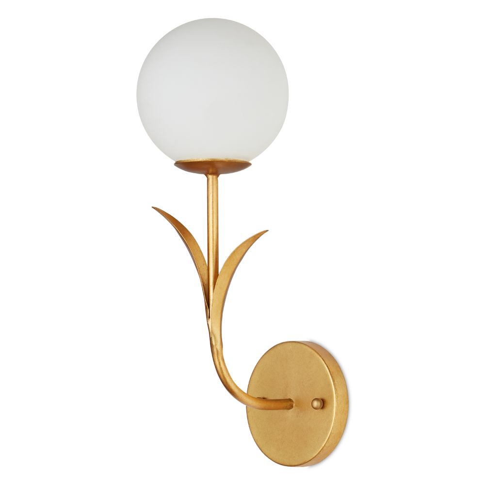 Currey & Company 5000-0249 Rossville Wall Sconce in Contemporary Gold Leaf/Frosted White