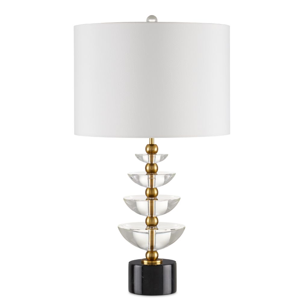 Currey & Company 6000-0872 Waterfall Table Lamp in Clear/Natural/Brass