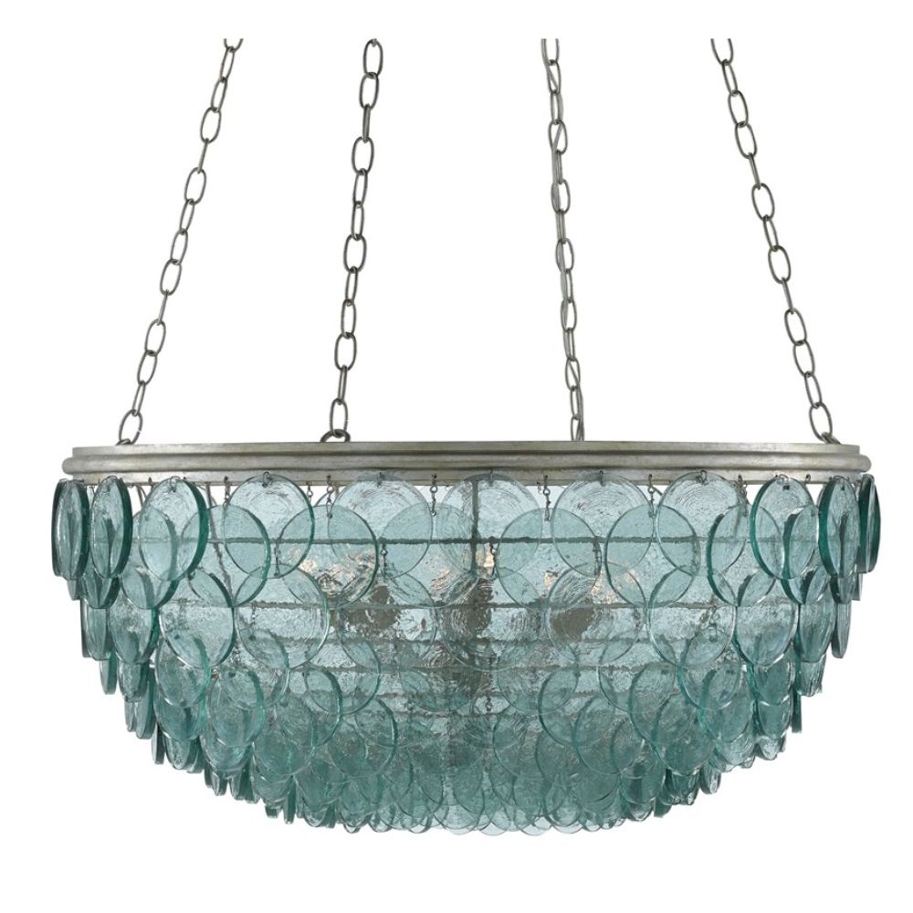 Currey & Company 9000-0140 Quorum Small Chandelier in Silver Leaf
