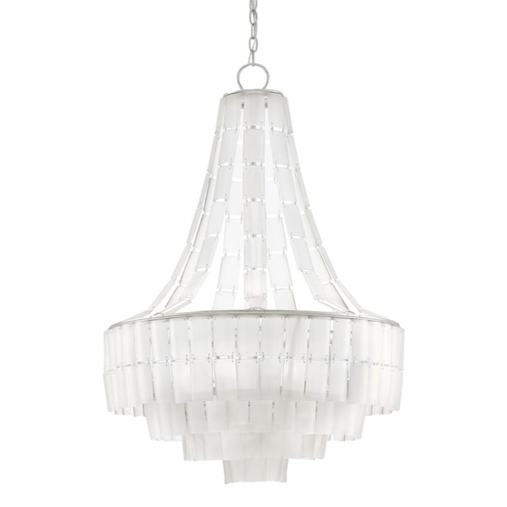 Currey & Company 9000-0159 Vintner Blanc Chandelier in Contemporary Silver Leaf/Opaque White