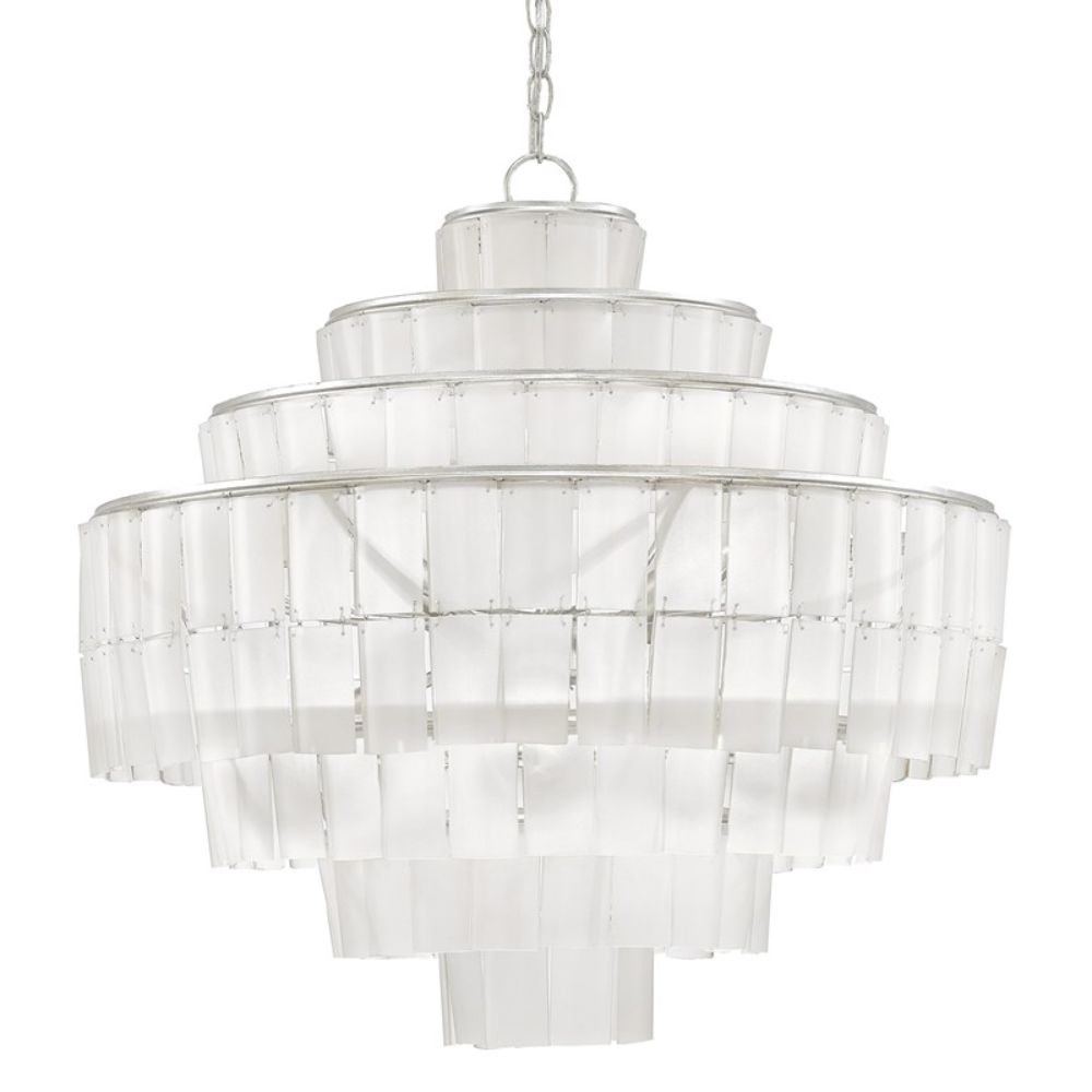 Currey & Company 9000-0160 Sommelier Blanc Chandelier in Contemporary Silver Leaf/Opaque White