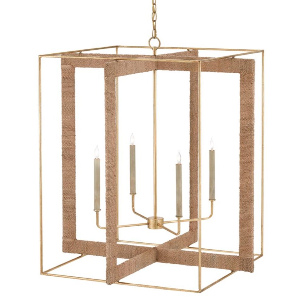 Currey & Company 9000-0217 Purebred Large Lantern in Contemporary Gold Leaf/Natural