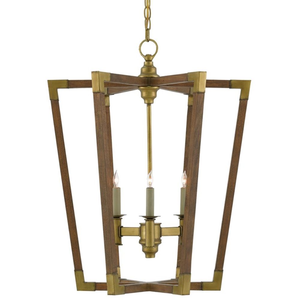 Currey & Company 9000-0220 Bastian Medium Lantern in Chestnut/Brass