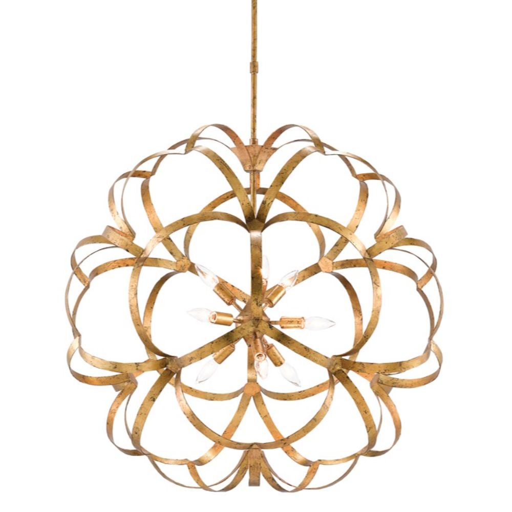 Currey & Company 9000-0259 Sappho Orb Chandelier in New Gold Leaf