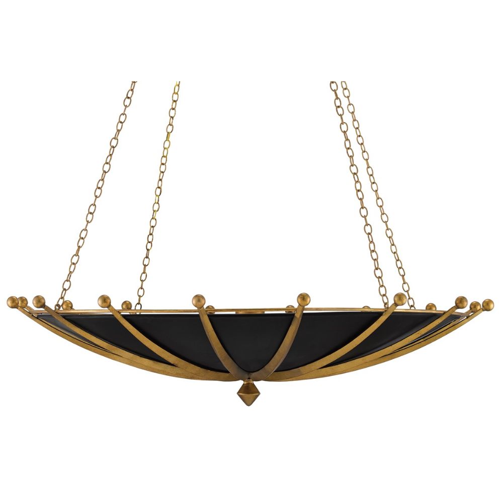 Currey & Company 9000-0319 Fontaine Chandelier in Antique Gold Leaf/Contemporary Gold Leaf/Satin Black