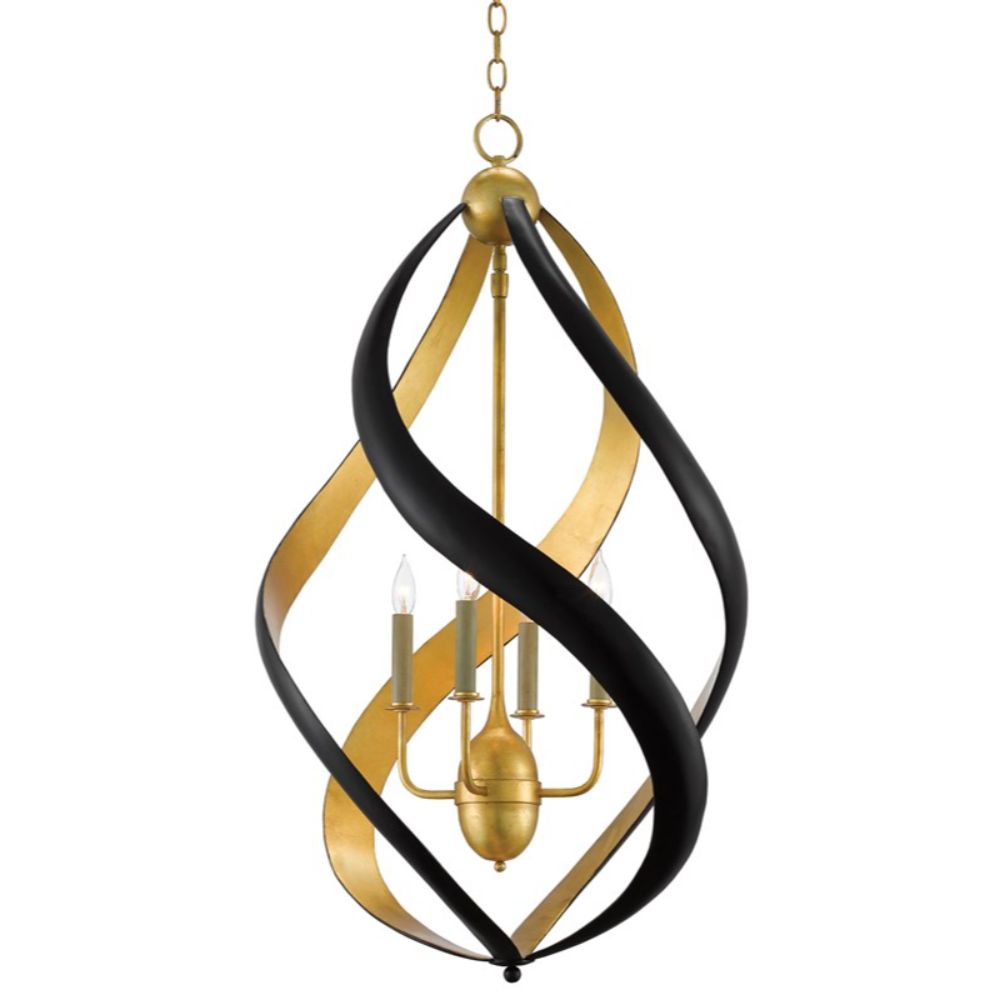 Currey & Company 9000-0321 Trephine Chandelier in Contemporary Gold Leaf/Satin Black