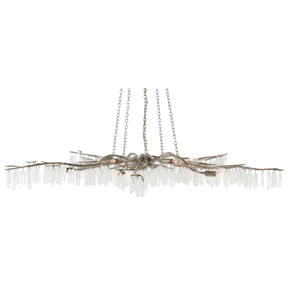 Currey & Company 9000-0368 Forest Light Silver Chandelier in Textured Silver/Natural
