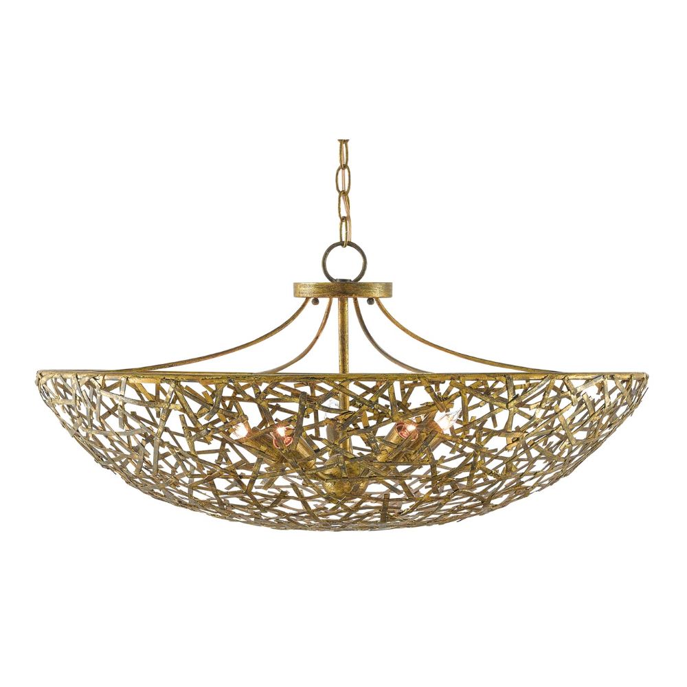Currey & Company 9000-0430 Confetti Bowl Chandelier in Hand Rubbed Gold Leaf