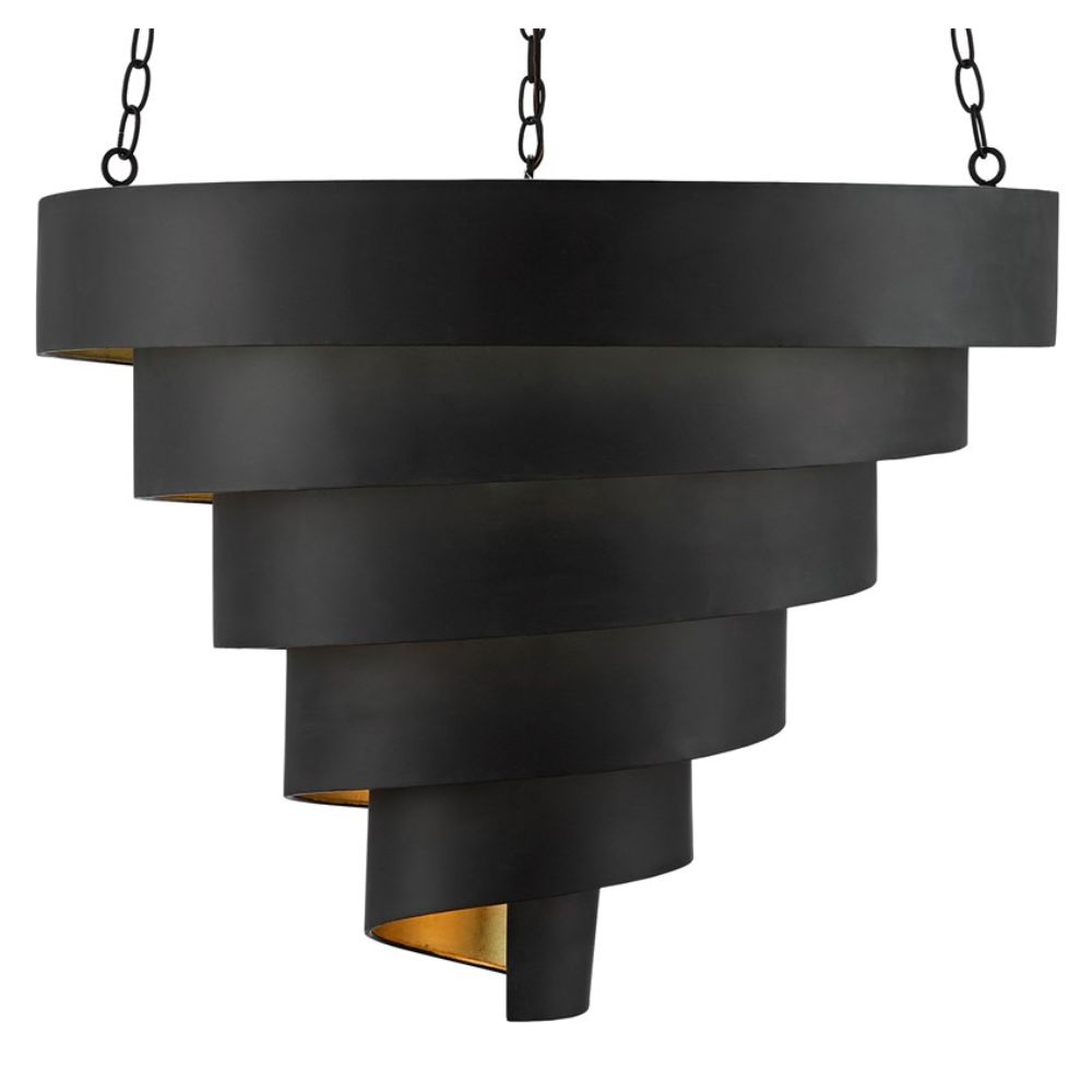 Currey & Company 9000-0497 Chiffonade Large Pendant in Antique Black/Contemporary Gold Leaf