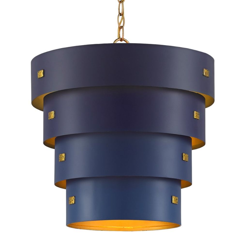 Currey & Company 9000-0500 Graduation Pendant in Blue/Contemporary Gold Leaf/New Gold Leaf