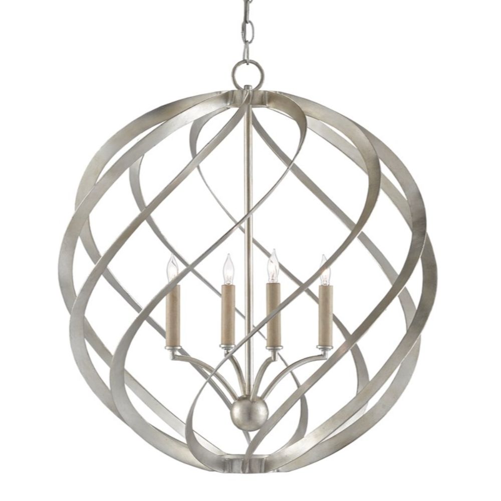 Currey & Company 9000-0507 Roussel Orb Chandelier in Contemporary Silver Leaf