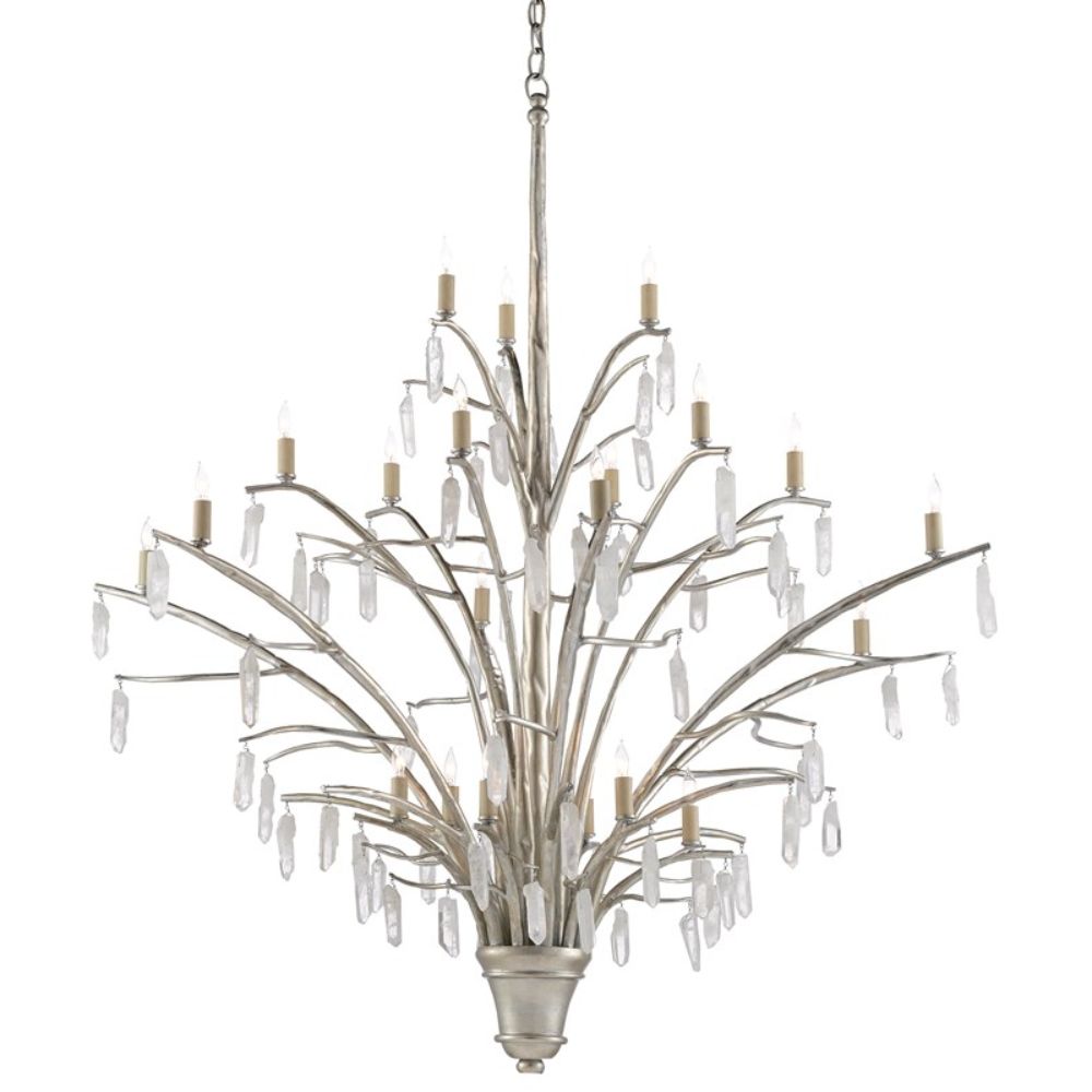 Currey & Company 9000-0508 Raux Chandelier in Contemporary Silver Leaf/Natural